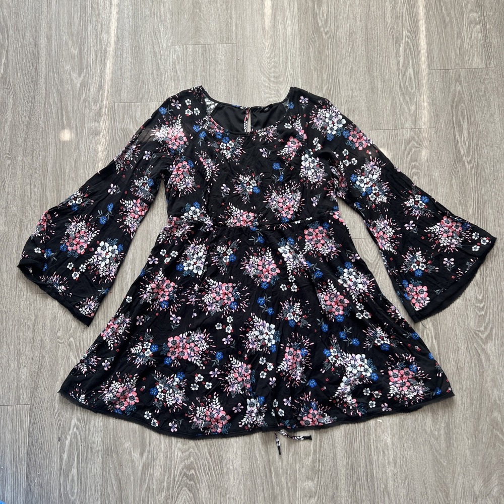 Torrid Floral Skater Bell Sleeve Midi Dress Cottagecore Boho 70s Witchcore 20
